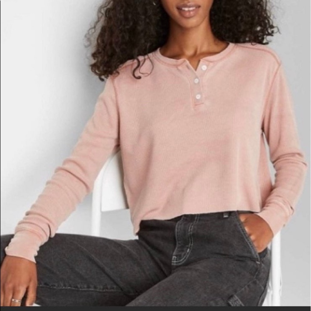 Wild Fable Cropped Waffle Knit Top